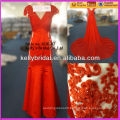 Hot sale red embroideried mermaid evening dress with long train